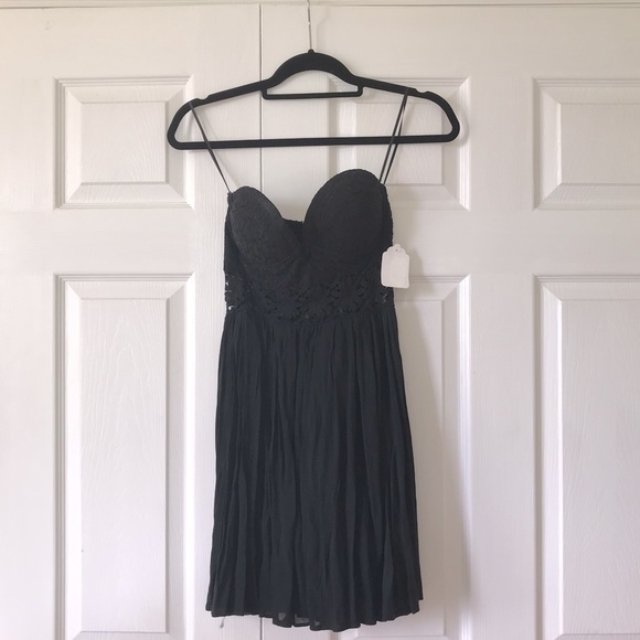 Black Peasant Style Strapless Dress - Picture 1 of 4
